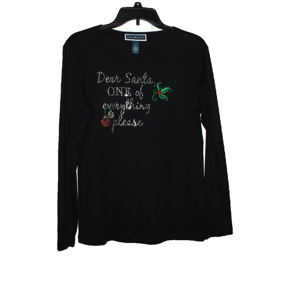 Women’s embellished Holiday Top by Karen Scott. Size Large. - Picture 1 of 5